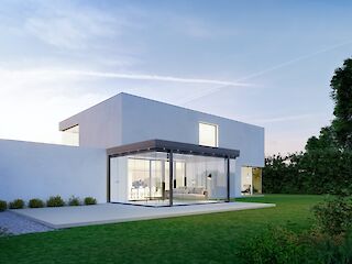 Terrassendach, kubistisches Haus